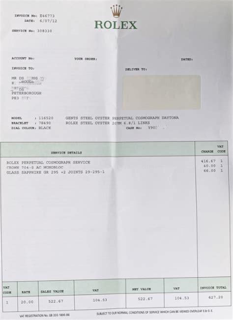 rolex invoice fake